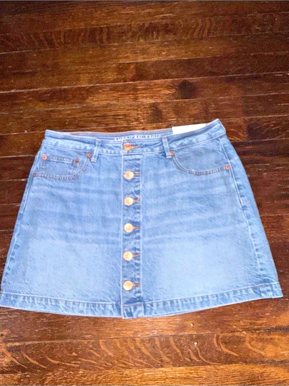 American Eagle Super Hi-Rise A-Line Denim Skirt Denim Mini Skirt Blue Size 12